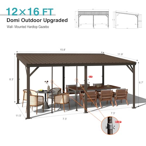 Domi 12x16 Lean-to Gazebo Review: Wall-Mounted Hardtop Shelter with Drainage image 23