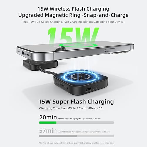 3 in 1 charging station for Magsafe, Magnetic Portable Charger for iPhone 17/16/14/13,Airpods Apple Watch & Earbuds - 15W Fast Charging,Mini Foldable Wireless Charger for Purse, Travel Essentials