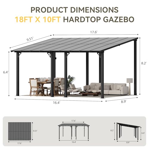 Aoxun 18'x10' Wall Mounted Gazebo Review: Sloped Roof Patio Cover for Outdoor Space image 23