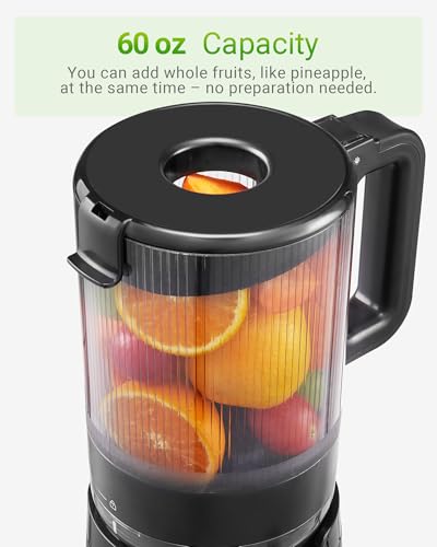 Juicer Machine, Cold Press Juicer with 5.8" Large Feed Chute, 300W Masticating Slow Juicer with High Juice Yield, Juice Maker for Fruits and Veggies, Easy to Clean, BPA-Free, Black
