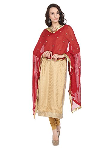 Dupatta Bazaar Woman s Embroidered Maroon Chiffon Dupatta Scarf Shawl Wrap Soft