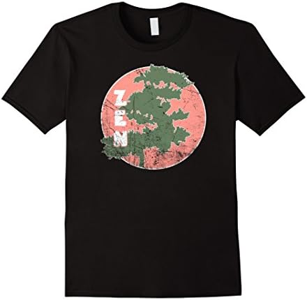 Mens Japanese Bonsai Tree Zen Circle T Shirt - Asian Meditation Medium Black