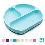 Bumkins Silicone Grip Dish, Suction Plate, Divided Plate, Baby Toddler Plate, BPA Free, Microwave Dishwasher Safe - Blue