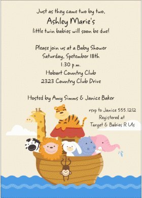 Amazon Com Baby Shower Invitations Noah S Ark Twins Bsi206 Baby