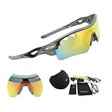 DUCO POLARIZED Sports Sunglasses UV400 Protection Cycling Glasses With 5 Interchangeable Lenses for Cycling, Baseball ,Fishing， Ski Running ，Golf 0025