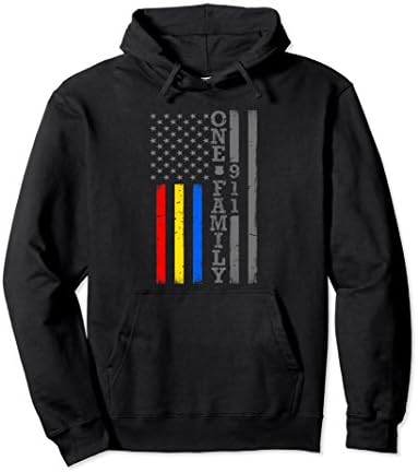 Unisex Firefighter Police 911 Dispatcher One Family Hoodie Medium Black