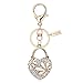 Bling Puffed Crystal Heart Love Design Keychain Key Ring with Pouch Bag MZ863-1 Golden