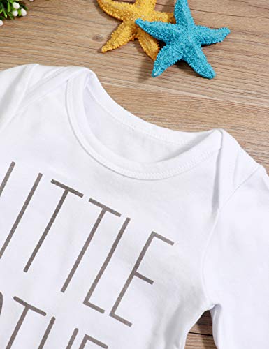 Newborn Baby Boy Clothes Crew Letter Print Romper+Long Pants+Hat 3PCS Outfits Set,Soft Breathable Fabric (G-Blue, 6-9 Months)