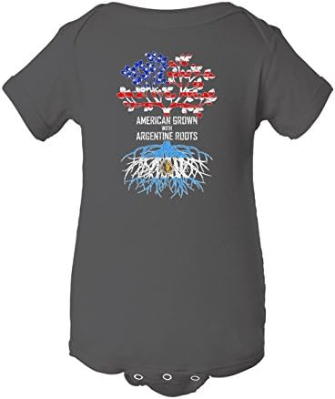 Tenacitee Baby Girl's American Born With Argentine Roots Bodysuit, 24 Months, Charcoal