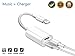 CaseyPop 2in1 Splitter Adapter Compatible Phone X/8/7.Double Ports Dual Headphone Audio Charge Adapter. Compatible iOS 10.3 or Later(White)