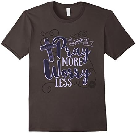 Men's Pray More Worry Less Christian Bible Scripture T-Shirt Large Asphalt