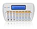 SunLabz Smart Rechargeable Battery Charger - AA AAA NiMH NiCD Batteries - 8 Bay/Slot