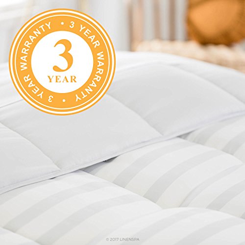 Linenspa Reversible Striped Down Alternative Quilted Comforter with Corner Duvet Tabs - Queen Size