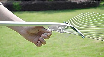 Rake 65 Inch Adjustable Garden Leaf Rake Expanding Rake Expandable Head From 7.5 Inch to 25 Inch - Thumbnail 4