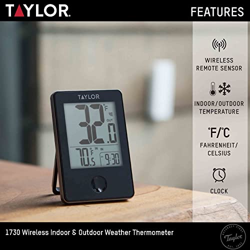 Taylor Wireless Digital Indoor Outdoor Thermometer, Black, LCD Pricepulse