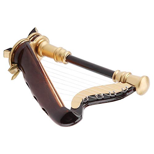 idalinya Wood Collectible 4in Wooden Miniature Harp Replica with Gift Case Instrument Model Musical Gifts Ornaments