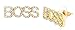 2 Pairs of Metallic Goldtone with Clear Iced Out Boss Stud Earrings