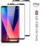 LG V30 Screen Protector,LG V35 Screen Protector,Full Cover [2 Pack] Tempered Glass Screen Protector with ABS Curved Edge Frame, Anti-Fingerprint HD Screen Protector Film for LG V30/V35 ThinQ (Black)