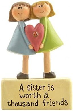 Heaven Sends A Sister is Worth a Thousand Friends Ornament Gold Glass Heart