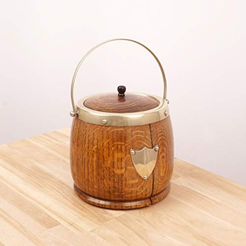 Restored by UKARETRO Ice Bucket/Biscuit Barrel || Ceramic Lined || Brass Handle || Wooden Lid || Vintage Solid Brass and Wood || Made in England