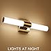 JUSHENG LED Vanity Fixture Polished Chrome 10W Modern Make Up Mirror Light, Fashion LED Wall Light, Cabinet Mirror Light 900 Lumens 3000K Modern Bathroom Bar Mirror Lighting (Warm White)