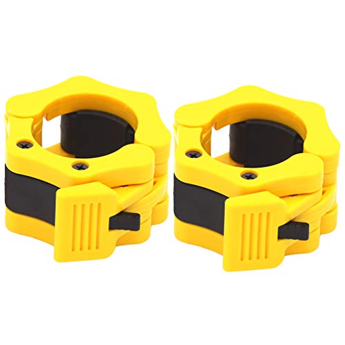Strainho Olympic Weight Bar Clips - 2 inch Barbell Collars - Quick Release Olympic Barbell Clamp for Weightlifting, Olympic Lifts and Strength Training (Yellow)