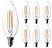 60 Watt Candelabra Bulbs, Bioluz LED Dimmable Clear Filament LED Bulbs (Uses only 4.5 watts) E12 Base Type B Type C Candle Bulbs Pack of 6 primary