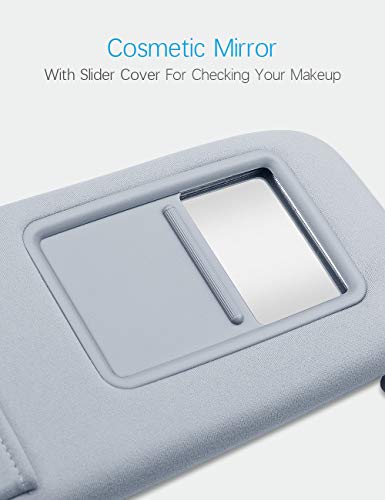 BEAUTYOVO Driver Side Sun Visor for Toyota Camry 2007 2008 2009 2010 2011 Built in Makeup Mirror, Replacement Part for Camry Without Sunroof and Light, Gray