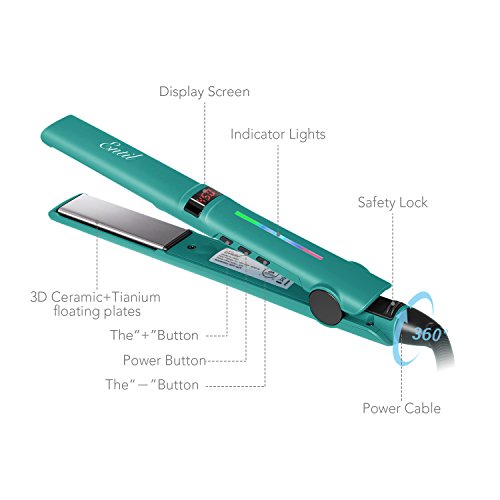 HairÂ Straightener,Â EntilÂ FlatÂ IronÂ withÂ 1 inchÂ Ionic Ceramic TitaniumÂ Plates, Professional Salon Tool, DualÂ Voltage, Digital ControlsÂ forÂ WomenÂ withÂ Curly Long Short Thick Fine Thin WavyÂ Hair Travel