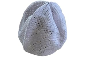 Breathable 100% Handmade Cotton Kufi Cap for Kids,2 Pack Elegant Design, Easy Care White