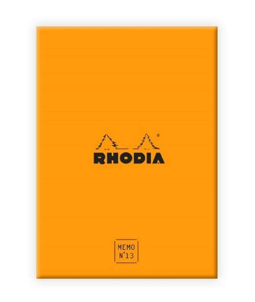 RHODIA 194052C - Memo Pad Box N°13 Orange - A6 11.5 x 16 cm - 5/5 (Small Squares) - 240 Sheets 80g/m - Practical and Compact - Rhodiatime Collection