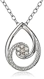 Sterling Silver Teardrop Swirl Diamond Pendant Necklace, 16