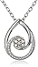 Sterling Silver Teardrop Swirl Diamond Pendant Necklace, 16