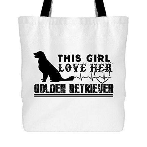 Golden Retriever Tote Bag - Love Golden Retriever Handbags Design (White Tote Bag)