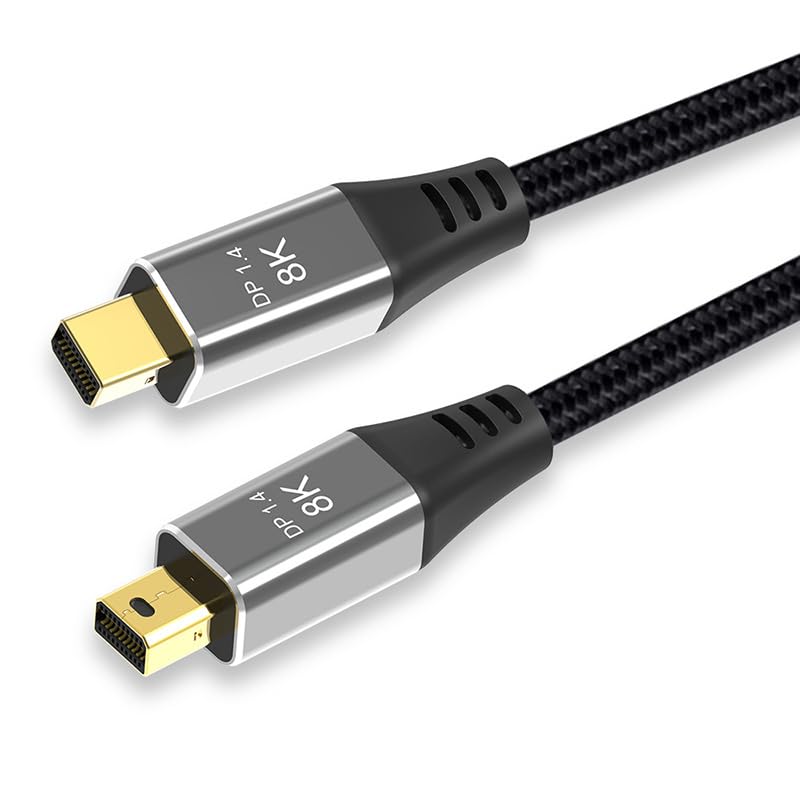 2M/6.6FT 8K Mini DisplayPort to Mini DisplayPort Cable Lead 8K@60Hz, 4K@144Hz, 2K@240Hz Mini DP to Mini DP Cord 1.4 Ultra HD Converter Adapter for Laptop, PC, Notebook, Computer, Monitor, MacBook,iMac