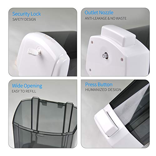 SVAVO Soap Dispenser Wall Mount 23.7oz / 700ml, Refillable Commercial Soap Dispenser, Wall Mounted Liquid Soap Dispensers for Bathroom, Kitchen, Restaurant, Body Wash, ABS Plastic