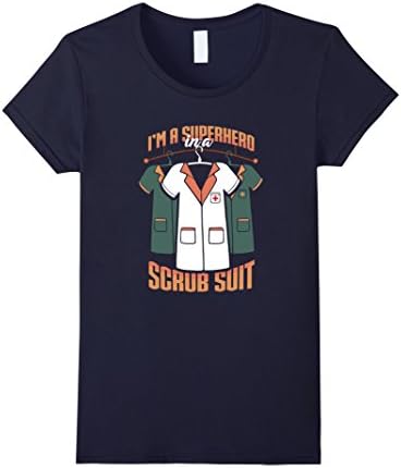 Womens Im a superhero in a scrub suit Small Navy