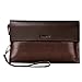 Sumcoa Mens Genuine Leather Big Clutch Bags Wristlet Handbag Organizer Wallet Business Checkbook High Capacity Soft Zipper Wallets