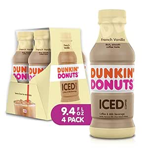 Dunkin Donuts Iced Coffee Beverage, Vanilla, 9.4 Fluid ...