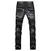 Aiyino Men's Slim Zipper Biker Jeans Moto Denim Pants (US 40, grey)