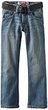 Lee Boys' Dungarees Belted Slim Straight Leg Jeans