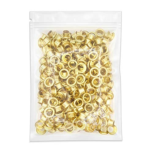 CRAFTMEMORE 3/16" (5MM) Hole Size Metal Grommets Eyelets with Washers for Bead Cores, Clothes, Leather, Canvas (300 Sets, Gold)
