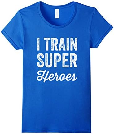 Womens I Train Superheroes T-Shirt Large Royal Blue