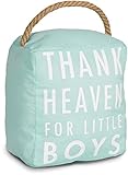 Pavilion Gift Company Open Thank Heaven for Little Boys Blue Door Stopper Baby Room Decoration