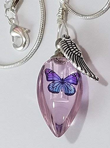 Cremation Urn Bead Butterfly Angel Wing Sympathy Gift Sterling Silver Necklace - Thumbnail 5