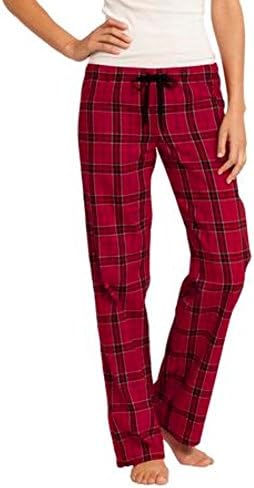 SWU(tm) Ladies Soft Cozy Plaid Flannel Pajama Pants New Red Medium
