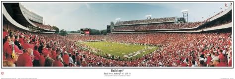 Georgia Bulldogs Sanford Stadium, Athens, GA - NCAA Collage Football 13.5x39 Panoramic Poster. Frame Dimensions 15.5x41 Deluxe Black "Mahogany" Wood Frame with Plexi Glass #5015