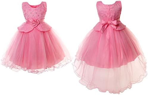 New Kid Flower Girl Pageant Wedding Hi-low Hem Bridesmaid Dress Pink SZ 4-8 Z499 (26(available for 5-6 years), Pink)
