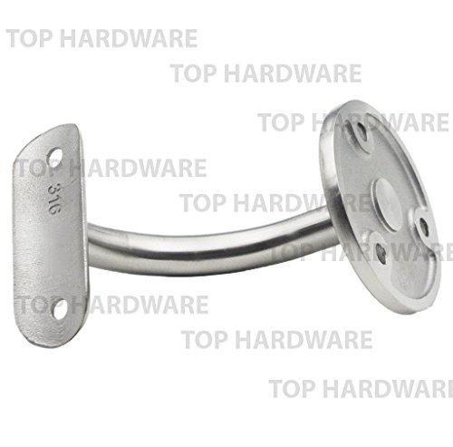 Stainless Steel 316 Grade Wall Mount Staircase Handrail Bracket for 1-1/2 or 1-5/8 OD Hand Railing, Stain, 2-Pack - Thumbnail 3
