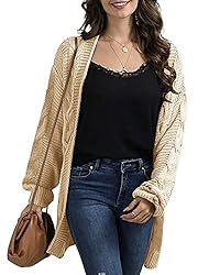Ferrtye Womens Oversized Chunky Open Front Cardigan
